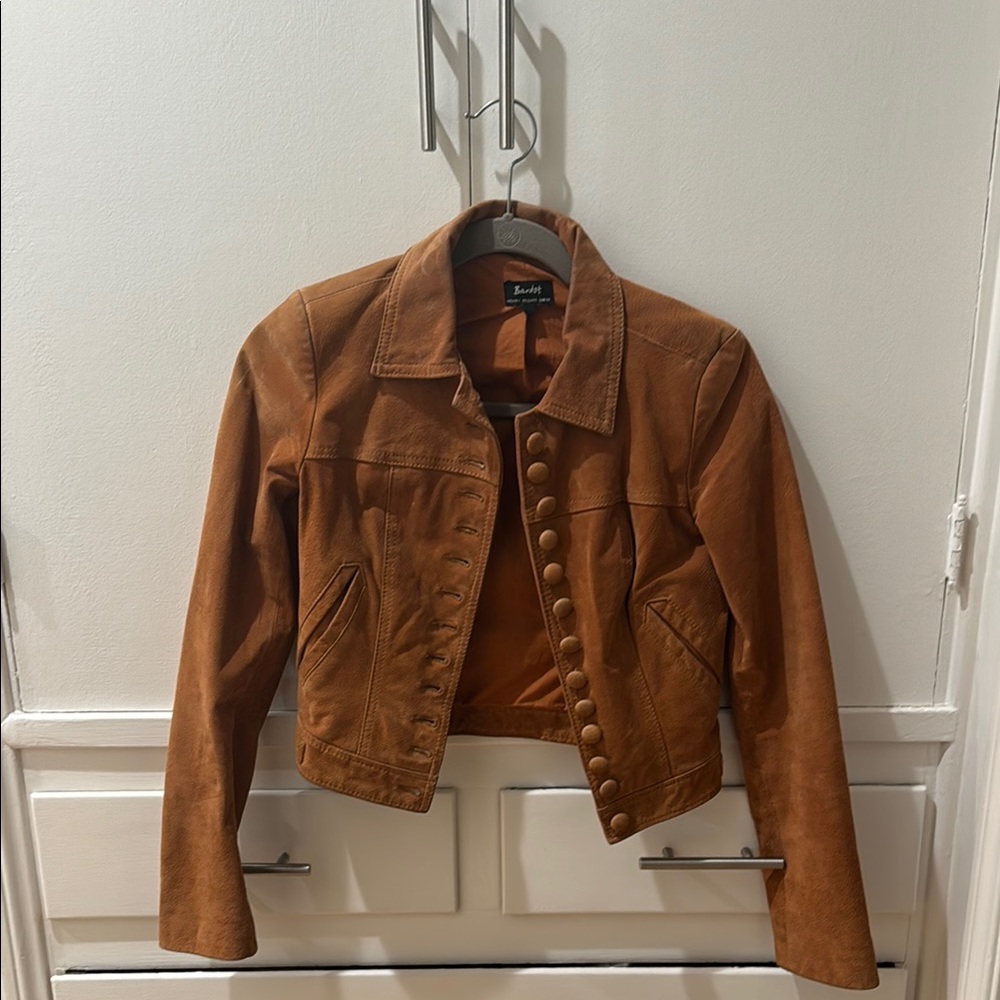 Bardot Brown, suede leather jacket size xs small
